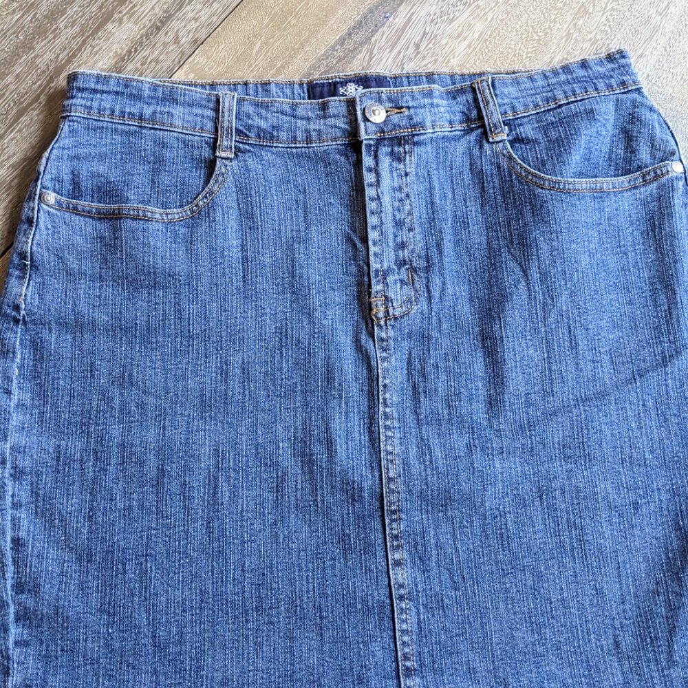 Jeanbay Jeans For A New Time Medium Wash Jean Skirts Embroidered Pockets Size 16